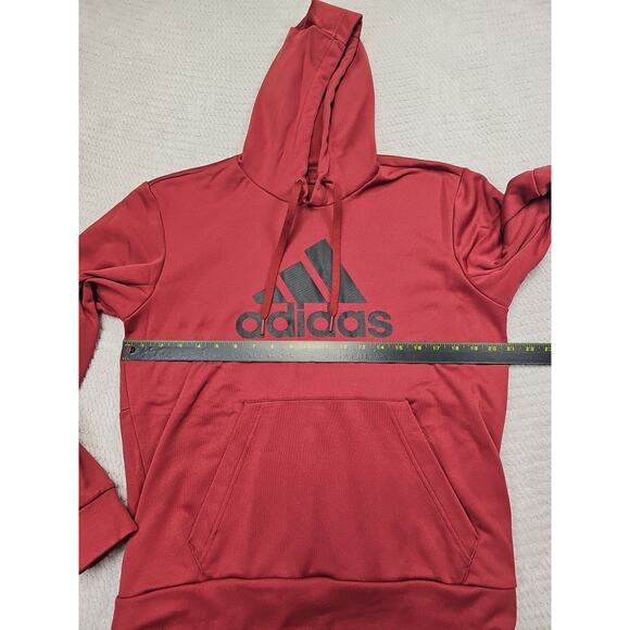 Adidas Sweatshirt Mens Medium Brick Red Hooded Pullover Aeroready Performance - Picture 3 of 8